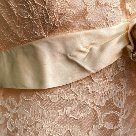 1960's Cream Lace & Satin Mini Dress & Pants Set - Picture 7 of 8